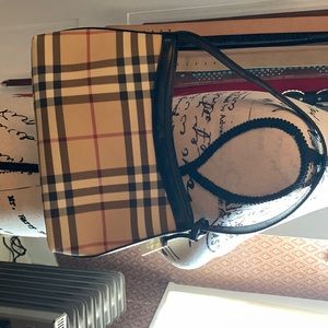 Burberry small coated canvas check shoulder bag